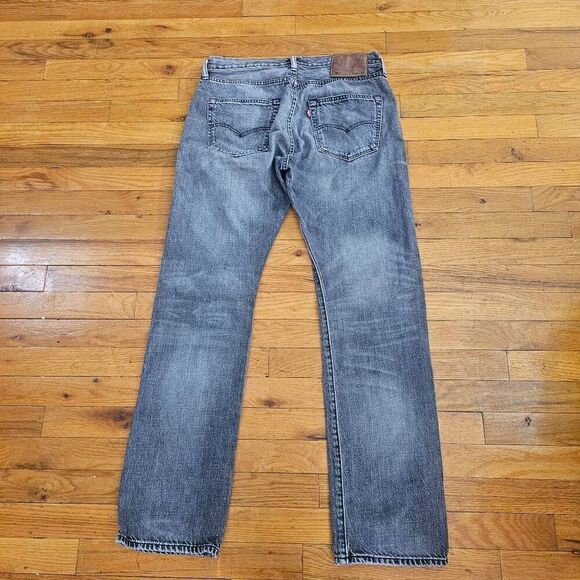 Levis 501 Straight Leg Jeans Men's 32x32 Dark Wash Grey Denim - Picture 5 of 9